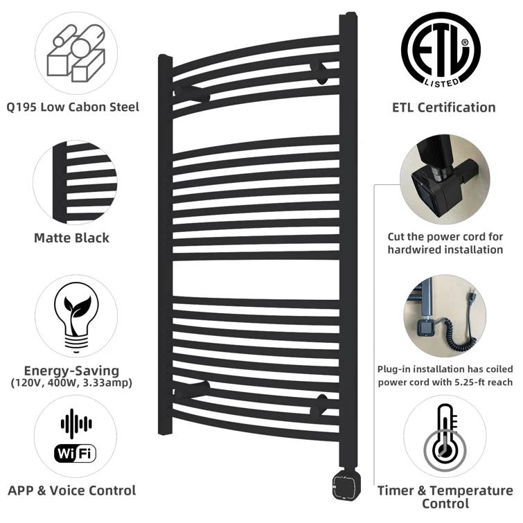 HEATGENE Curved Towel Rail Towel Warmer HG-R02106B