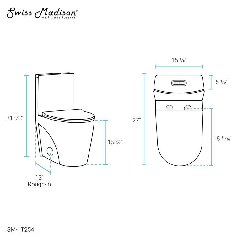 St. Tropez Dual Flush Elongated One-Piece Toilet (Seat Included)