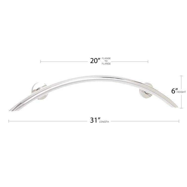 Lifestyle & Wellness Crescent Curved Wall Mount Bathroom Shower 30" Grab Bar