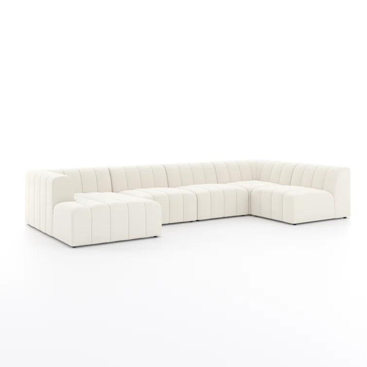 Fayette Cloud Tufted Faux Leather 5-Piece Sectional Sofa