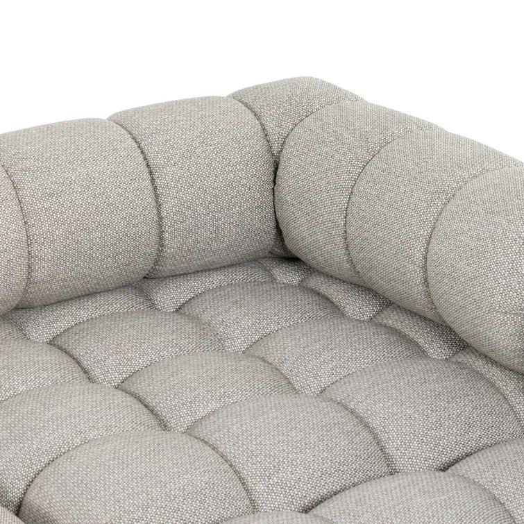 Gray Teak Wood Outdoor Sectional with Ottoman Set