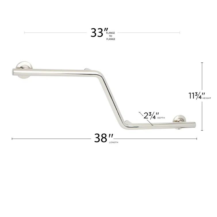 Lifestyle & Wellness Zuma Angled Wall-Mount 38" Left-Handed Grab Bar