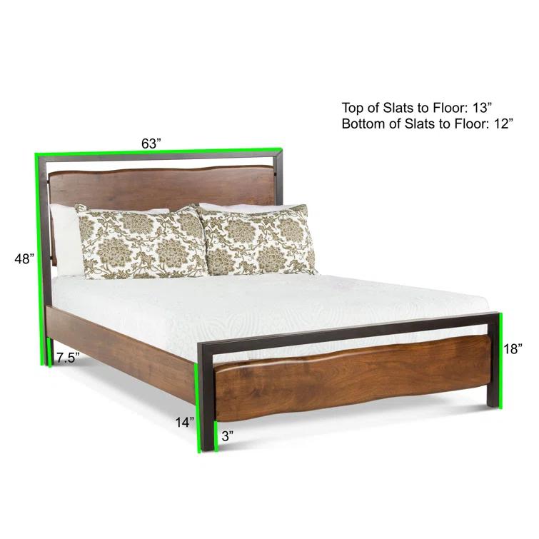 Transitional Glenwood Queen Bed with Walnut Finish and Metal Frame