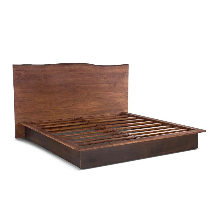 Palermo Transitional King Platform Bed with Live Edge Wood Headboard