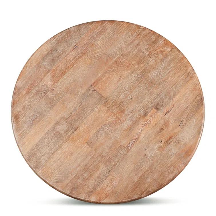 San Rafael 72" Round Natural Mango Wood Pedestal Dining Table