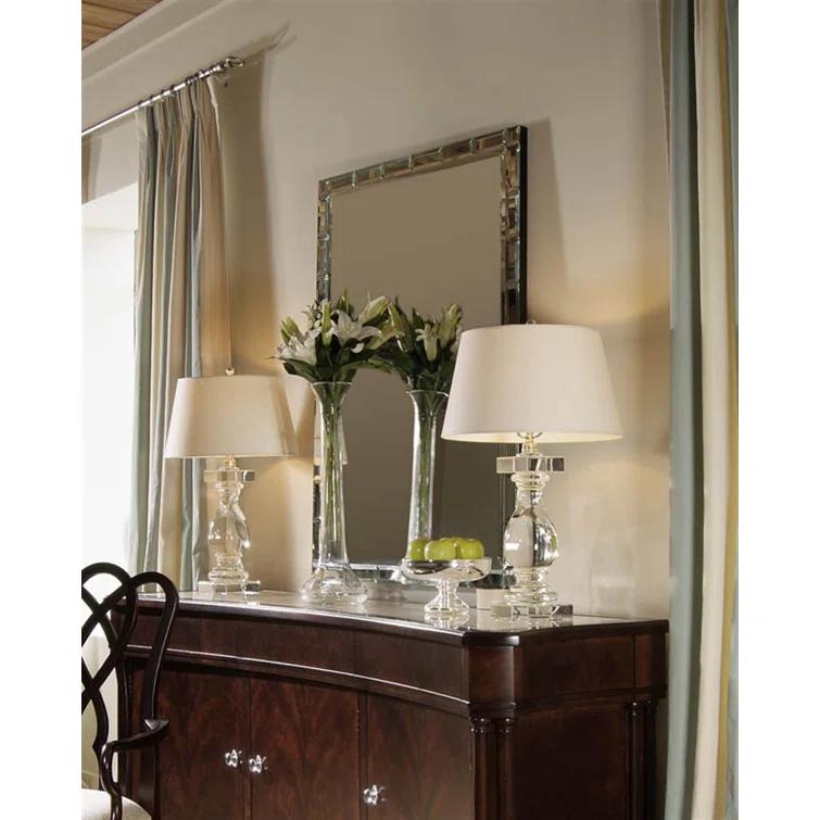 Rectangular Beveled Glass Mirror with Decorative Frame