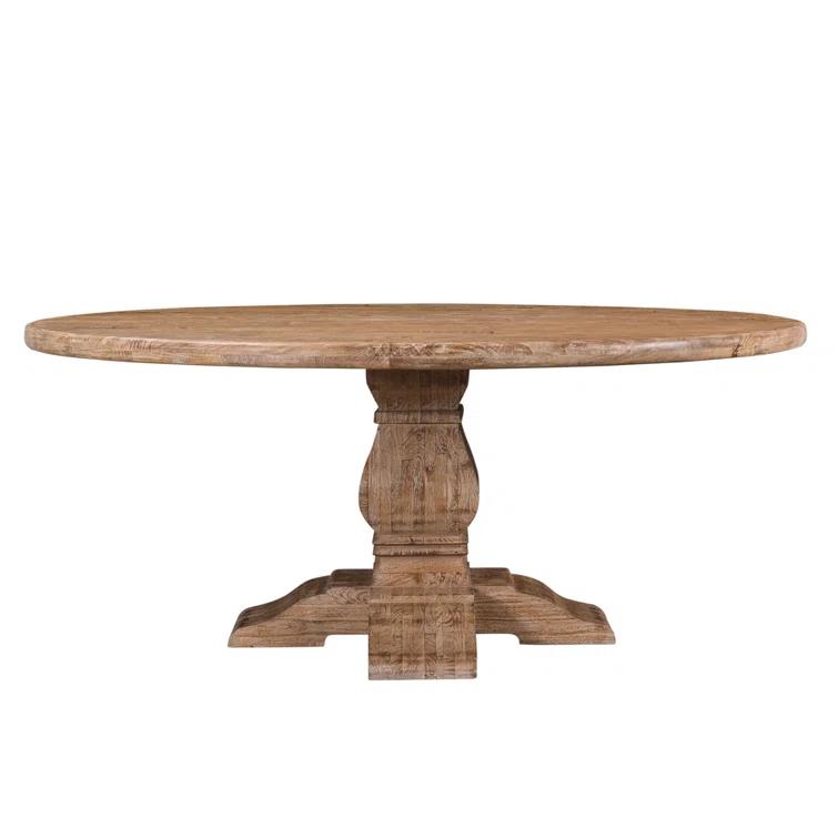 San Rafael 72" Round Natural Mango Wood Pedestal Dining Table