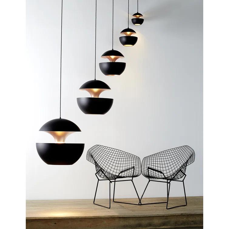 Black and Copper Aluminum Pendant Light, 18" Diameter