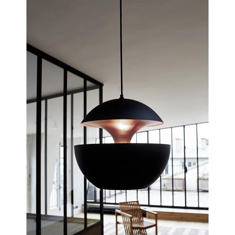 Black and Copper Aluminum Pendant Light, 18" Diameter