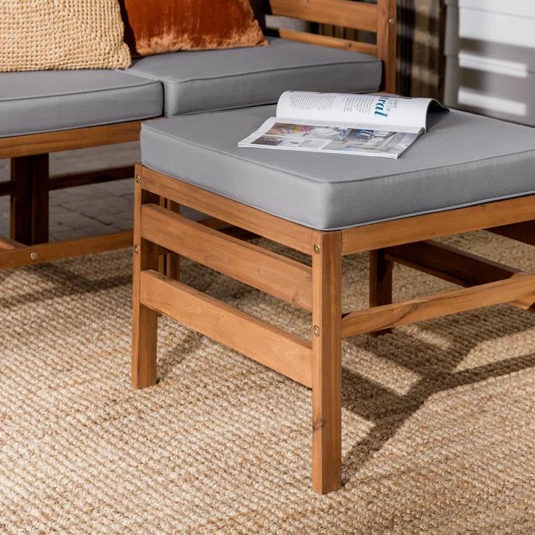 Red Barrel Studio® Acacia Patio Sofa with Cushions and Ottoman