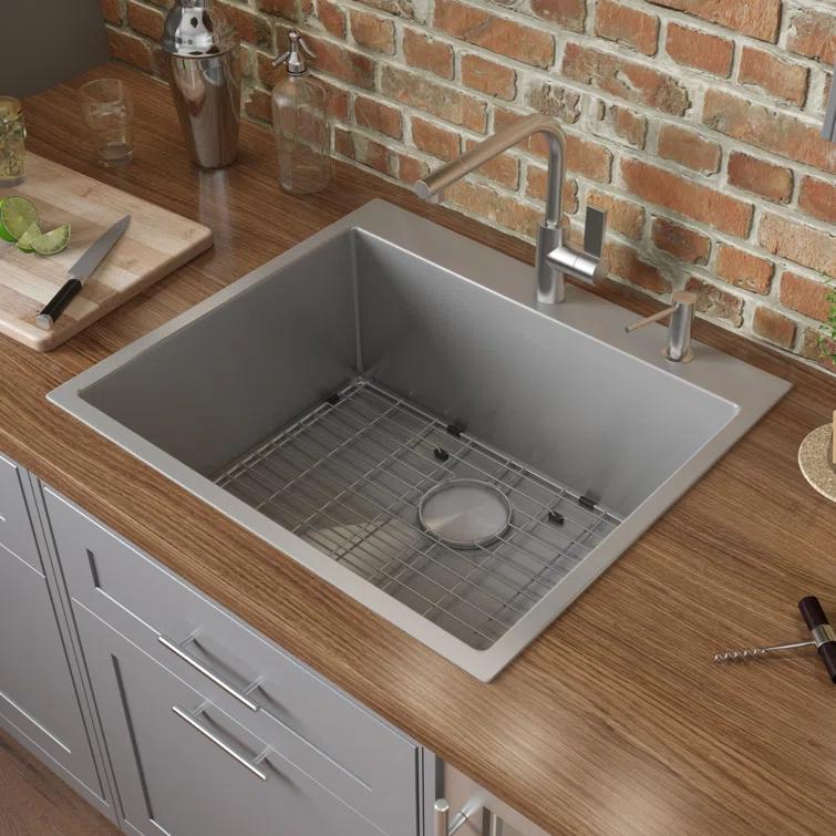 Ruvati RVH8071 Ruvati 21 inch Drop-in Topmount Rounded 16 Gauge Stainless Steel Kitchen Sink Single Bowl