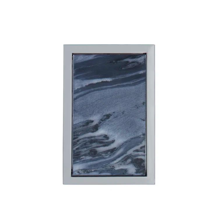 Gray and White Stone Polished Nickel Spot Table