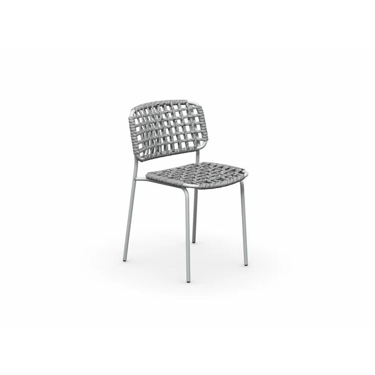 Yo Outdoor Chair with Woven Seat and Metal Frame