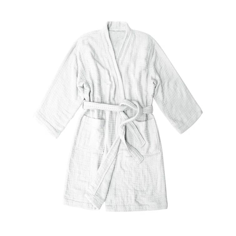 Uchino Cotton Waffle Mid-Calf Bathrobe with Pockets