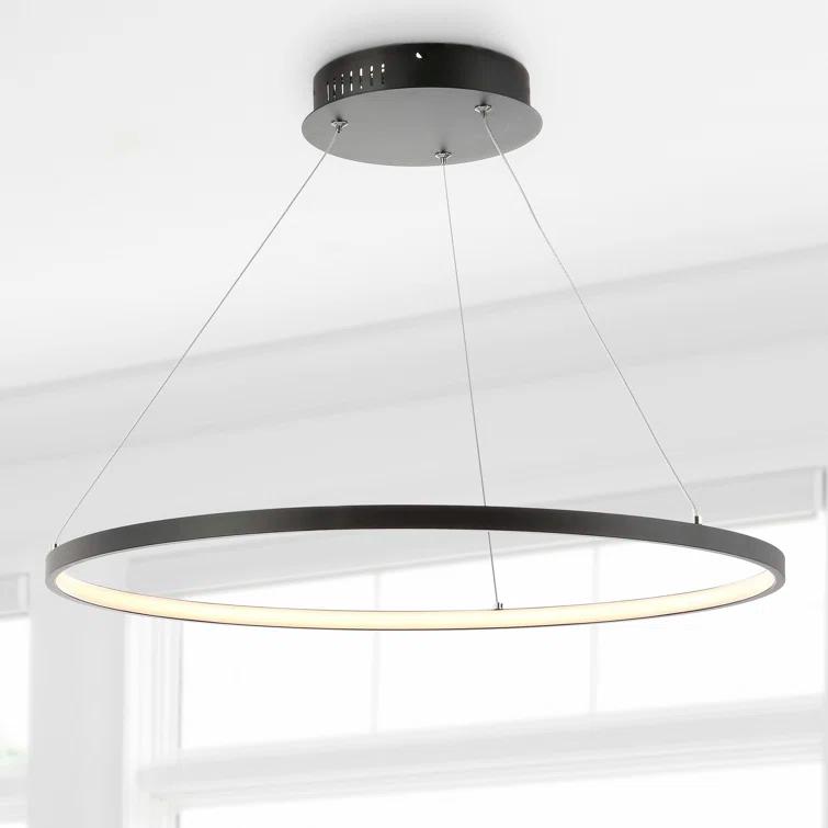 Brice 23.75″ Modern Contemporary Iron Integrated LED Pendant, Matt Black