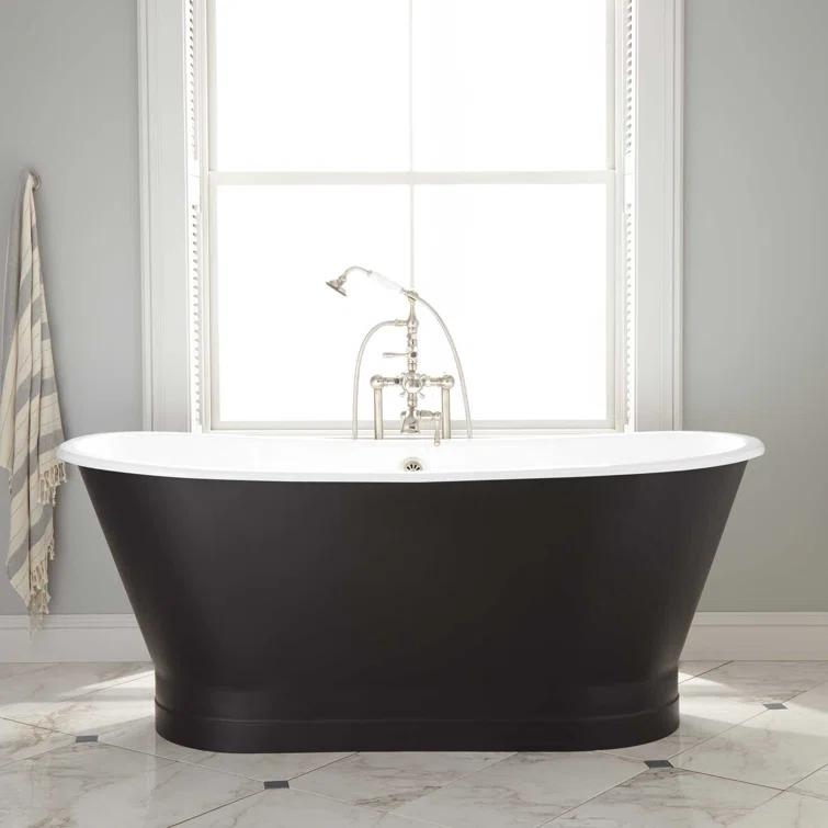 67" Kateryn Cast Iron Freestanding Bateau Tub