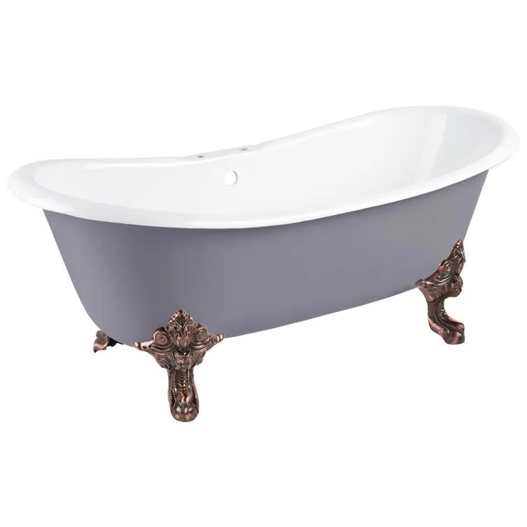 72" Lena Cast Iron Clawfoot Soaking Tub