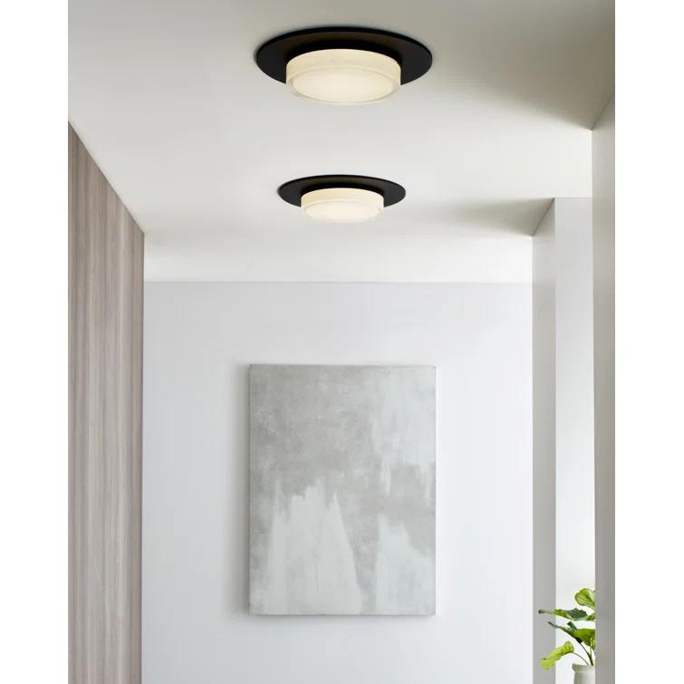 Sen Modern Natural Brass 17" LED Flush Mount with Pressed Glass