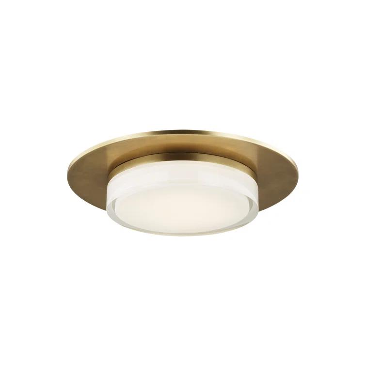 Sen Modern Natural Brass 17" LED Flush Mount with Pressed Glass