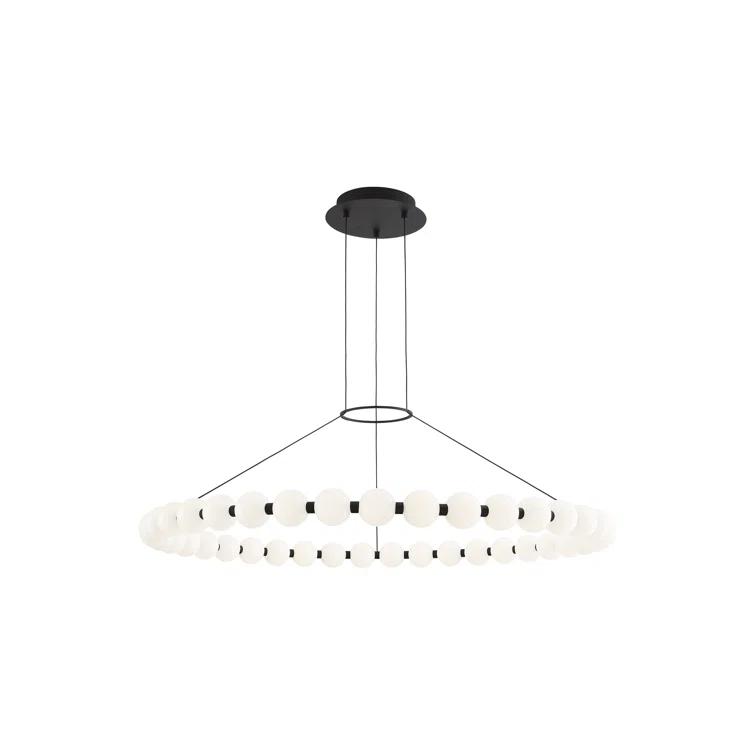 Nightshade Black Modern LED Chandelier 42" with Milk-Glass Orbs