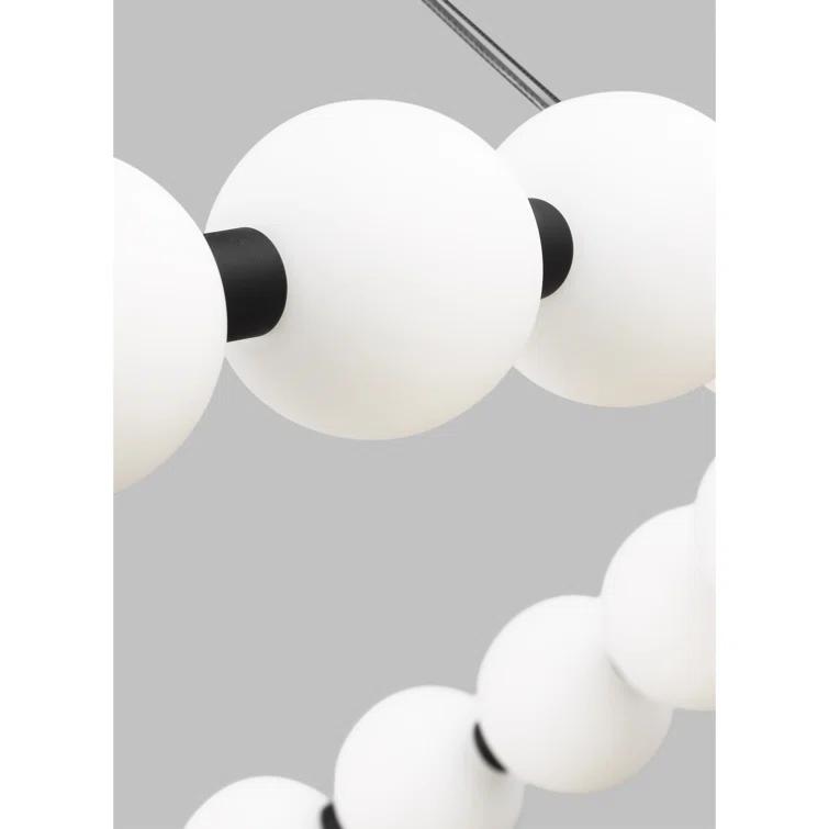 Nightshade Black Modern LED Chandelier 42" with Milk-Glass Orbs