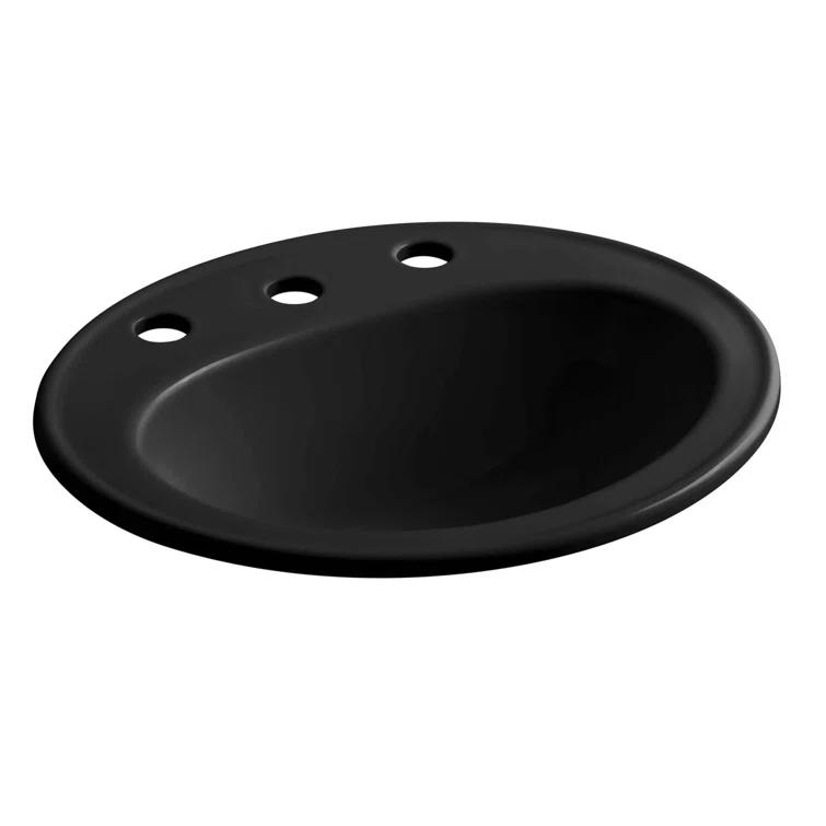Pennington Ceramic Oval Drop-In Bathroom Sink with Overflow