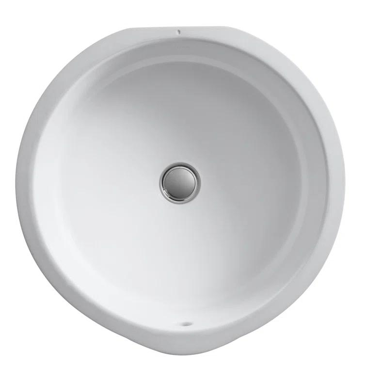Verticyl Ceramic Vitreous China Circular Undermount Bathroom Sink with Overflow