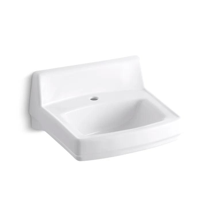Greenwich Vitreous China Rectangular Wall Mount Bathroom Sink with Overflow
