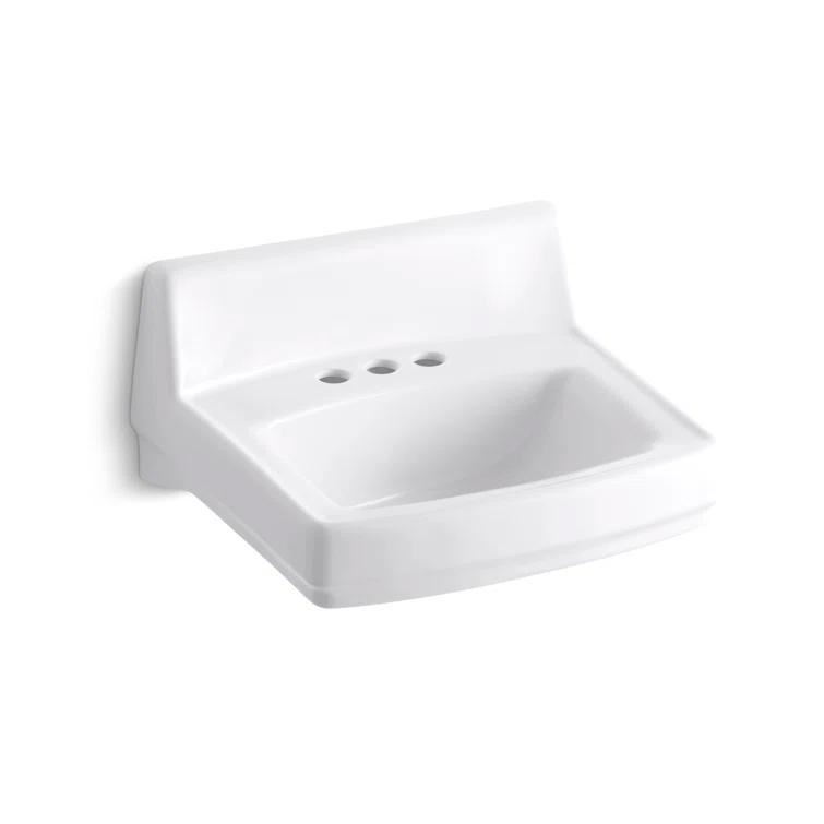 Greenwich Vitreous China Rectangular Wall Mount Bathroom Sink with Overflow