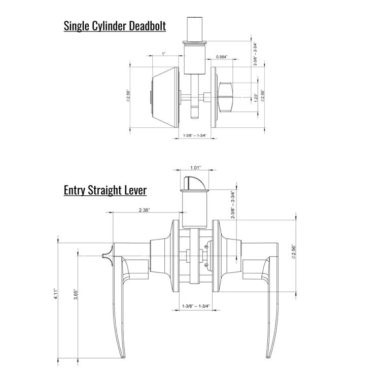 Complete Entry Lever Set with Single Cylinder Deadbolt