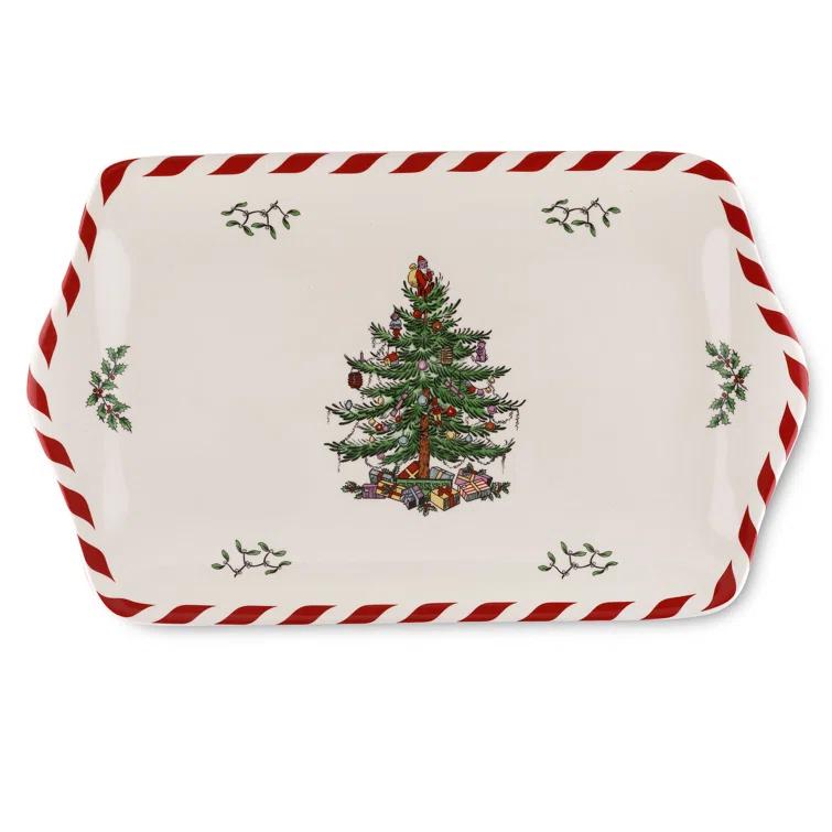Spode Christmas Tree Peppermint Dessert Tray