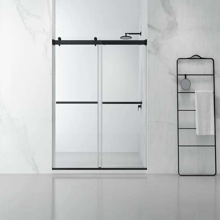 Spezia 52 - 56" W x 76" H Double Sliding Semi- Frameless Shower Door