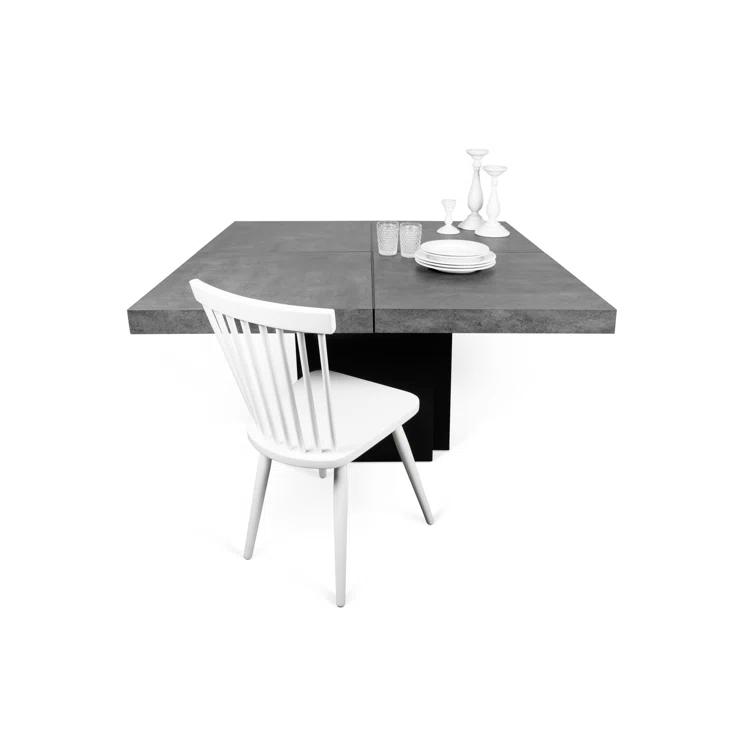 Concrete Melamine Pure Black Industrial Square Dining Table