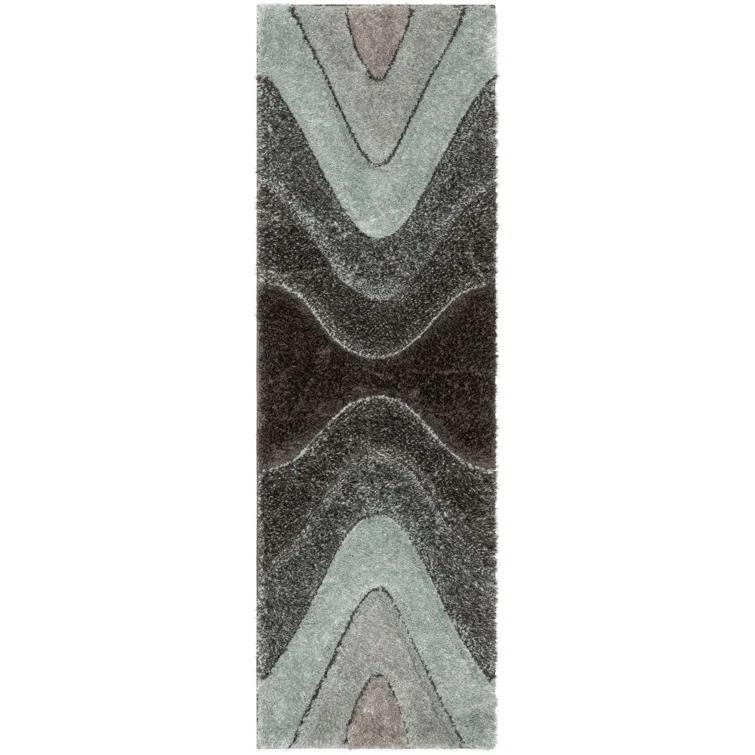 San Francisco Luz Modern Geometric Light Blue 3D Textured Thick & Soft Shag Rug