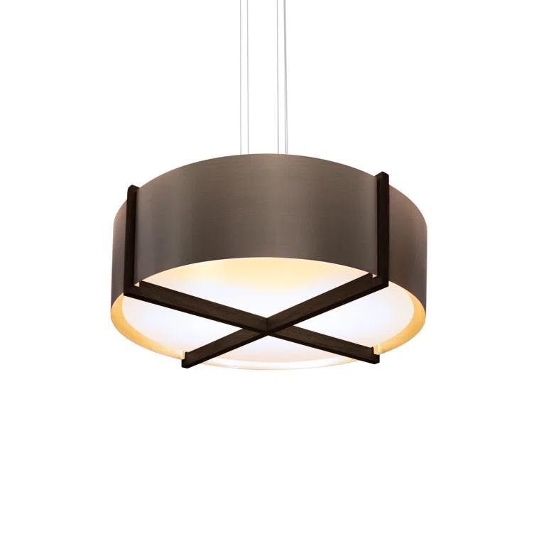 Plura 2 - Light Wood Dimmable Drum Chandelier