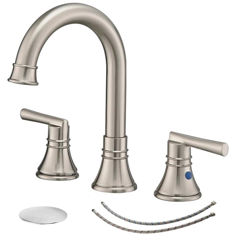 Widespread 2-handle Bathroom Faucet with Drain Assembly