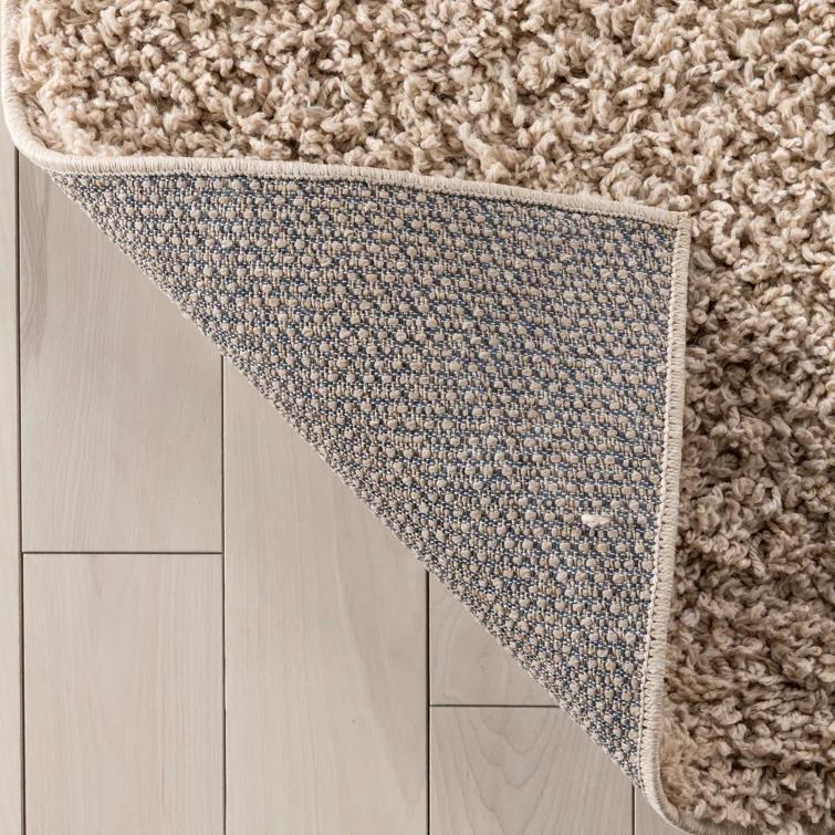Berte Modern Solid Beige Textured Shag Rug