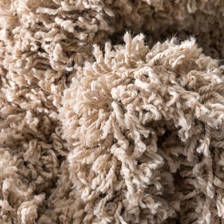 Berte Modern Solid Beige Textured Shag Rug
