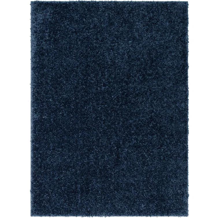 Berte Modern Solid Dark Blue Textured Shag Rug