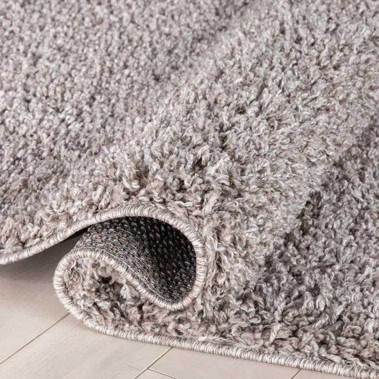 Well Woven Emerson Modern Solid Beige/Grey Textured Shag Rug