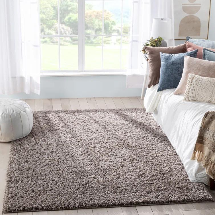 Well Woven Emerson Modern Solid Beige/Grey Textured Shag Rug