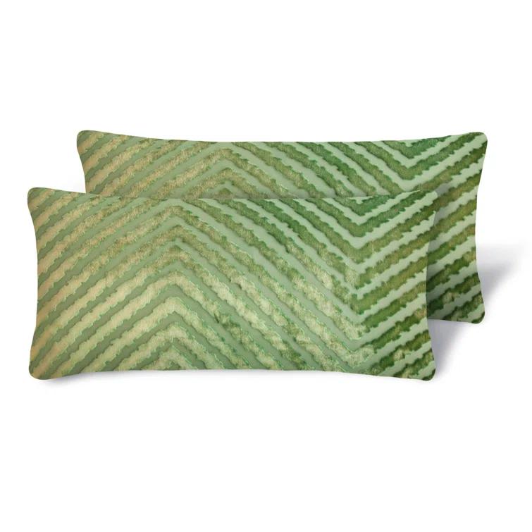 Kevin O'Brien Studio Chevron Velvet Reversible Throw Pillow