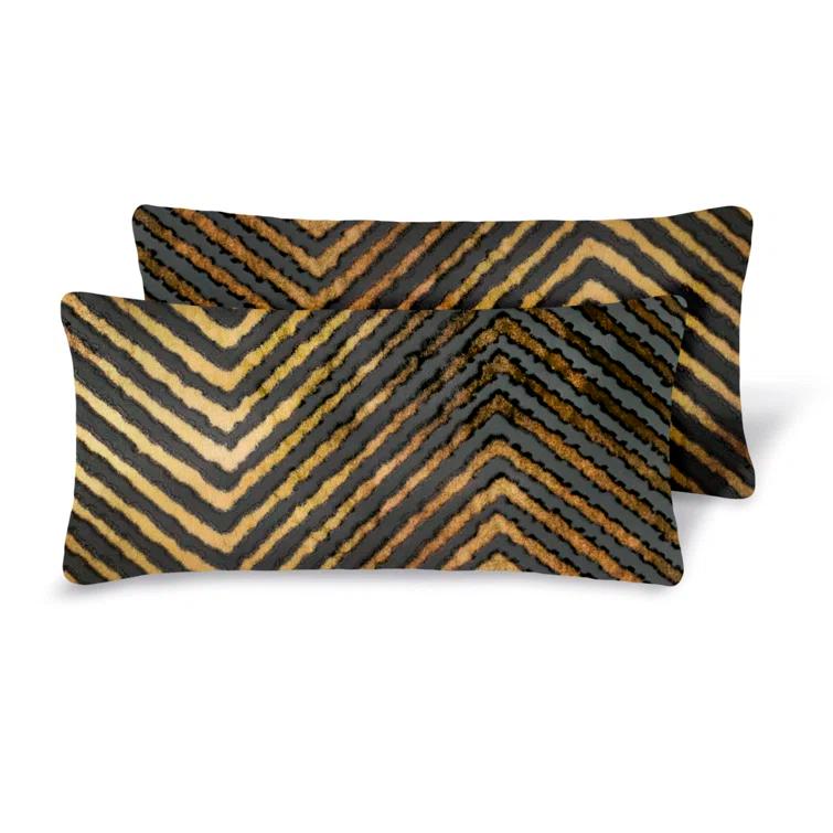 Kevin O'Brien Studio Chevron Velvet Reversible Throw Pillow