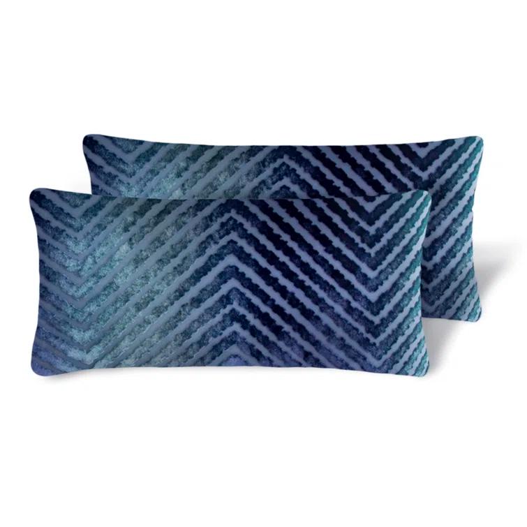 Kevin O'Brien Studio Chevron Velvet Reversible Throw Pillow