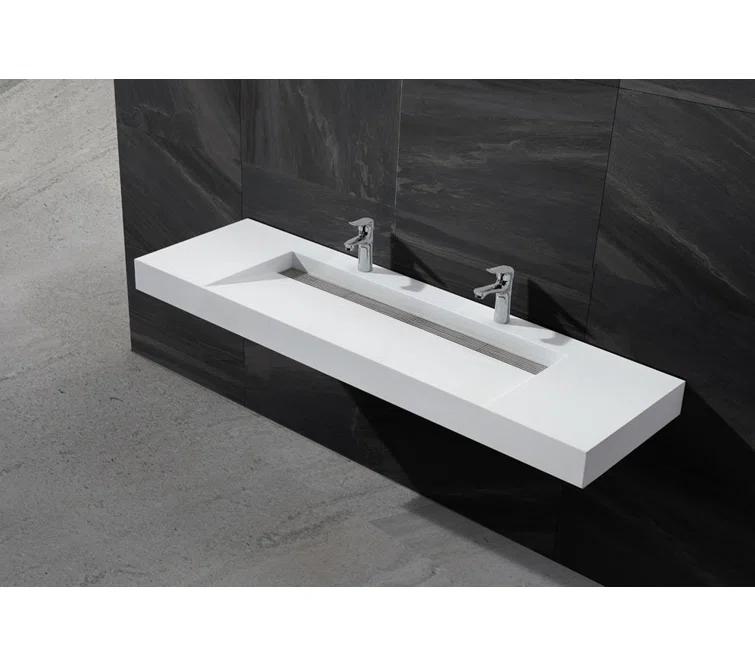 ADM Bathroom ADM Bathroom 18.9'' Square Trough, Wall Mount Bathroom Sink DW-215-GLOSSY