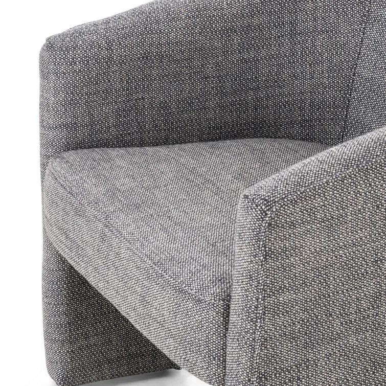 Barron Smoke Leather Barrel Chair with S-Spring Seat