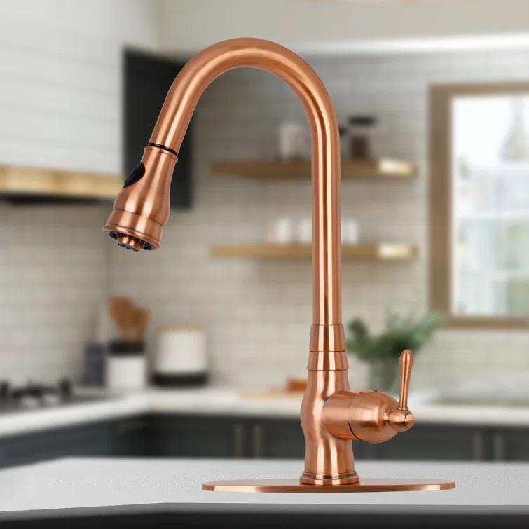 Pull Down Kitchen Faucet Single Handle Sink Faucet With Deck Plate