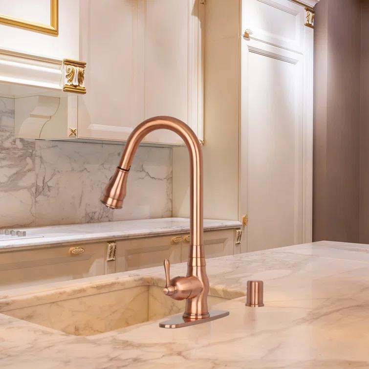 Pull Down Kitchen Faucet Single Handle Sink Faucet With Deck Plate