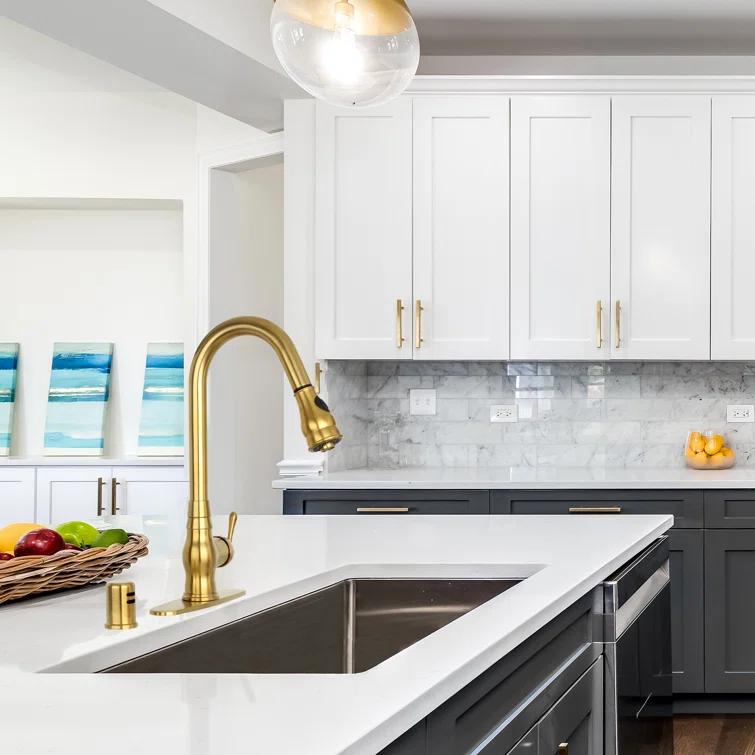 Pull Down Kitchen Faucet Single Handle Sink Faucet With Deck Plate