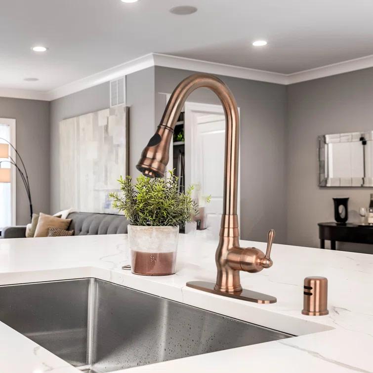 Pull Down Kitchen Faucet Single Handle Sink Faucet With Deck Plate